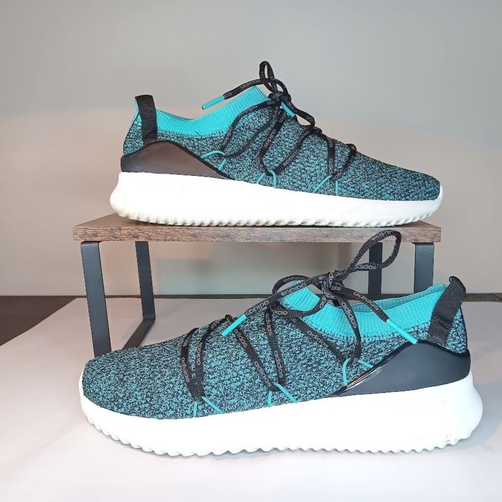 Adidas Cloudfoam Ultimate Womens 9.5 Teal‎ Black Knit Sneakers